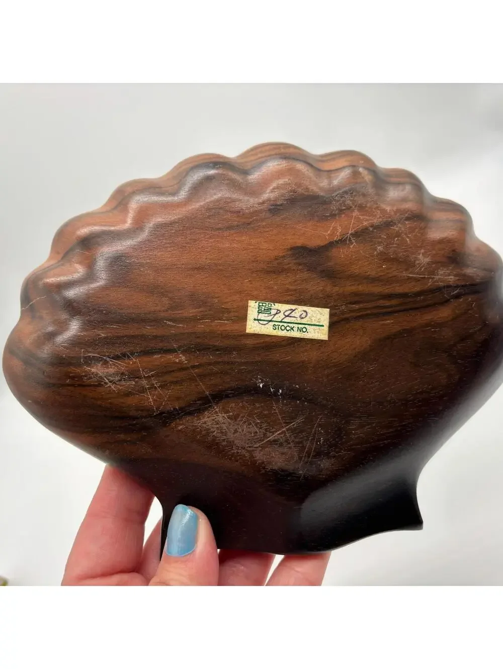 VTG Teak Shell Trinket Dish Tray MCM Cottage Core Coastal Marine Sea Ocean Beach